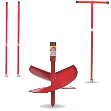 Imagem de Kit Cavadeira Espiral Trado Perfurar Solo 12 Pol. + 1 Cabo T + 2 Extensor - Coroa