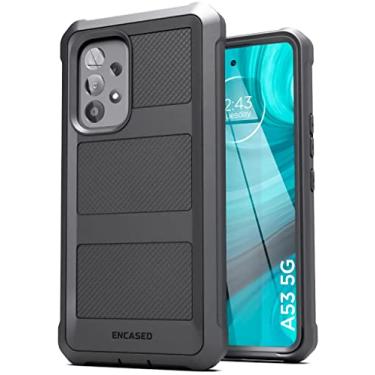 Imagem de Encased Capa Falcon Shield para Samsung Galaxy A53 5G com protetor de tela (ultra protetor) capa de celular de corpo inteiro com protetor de tela integrado (preto)