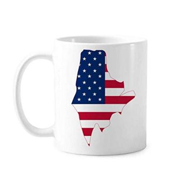 Imagem de Maine USA Mapa Estrelas Listras Forma Bandeira Caneca Cerâmica Café Porcelana Utensílios de Mesa