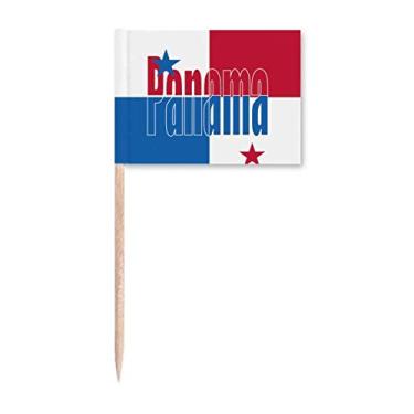 Imagem de Bandeira do país do Panamá com nome Art Deco presente moda palito de dentes marcadores decoração de festa