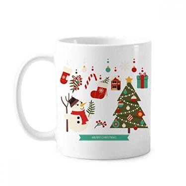 Imagem de Caneca de cerâmica com estampa de presente de boneco de neve Merry Christmas xícara de porcelana de café