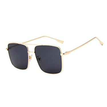 Imagem de Óculos de Sol Quadrados Vintage Feminino Masculino Metal Óculos Masculino Cinza Sexy Oculos UV400, dourado, preto, tamanho único
