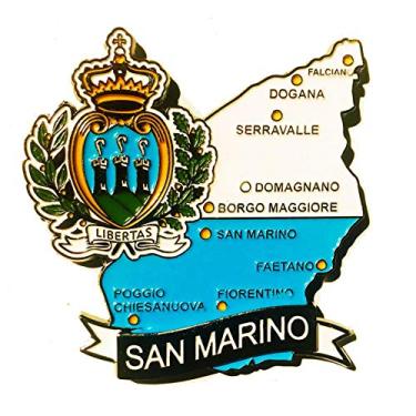 Imagem de Imã San Marino – Imã Mapa San Marino Bandeira Cidades Símbolos - Mapa Mundi Magnético - Imã Geladeira San Marino
