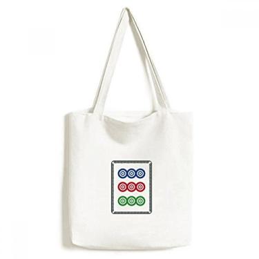 Imagem de Mahjong Bolsa de lona com estampa de bolinhas, 9 azulejos, bolsa de compras casual