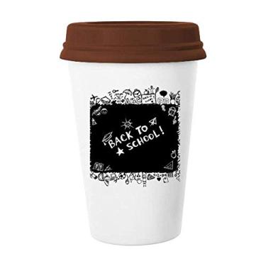 Imagem de Quadro negro grafite estilo escolar, caneca de café copo de cerâmica