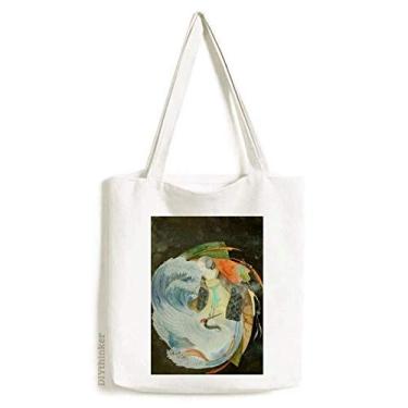 Imagem de White Crane — Bolsa de lona com ilustração chinesa antiga