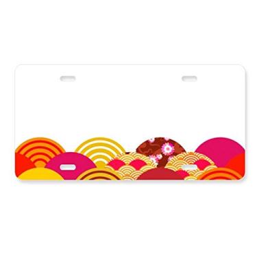 Imagem de DIYthinker Line Sakura Pattern Geometria Placa de licença Decoração de carro Acessório de aço inoxidável