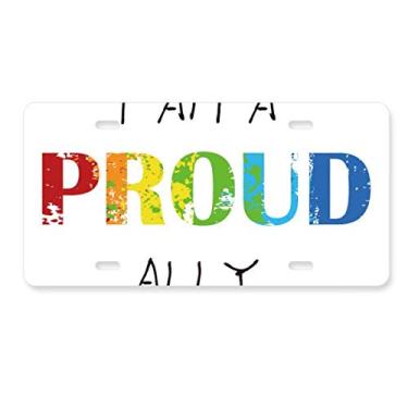 Imagem de DIYthinker LGBT Bandeira de Arco-íris Proud Ally Placa de Carro Decoração Acessório de Aço Inoxidável