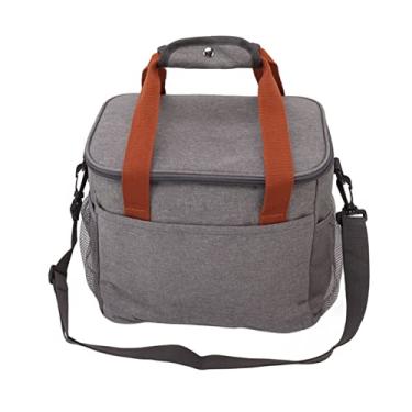 Imagem de Lancheira, extra grande, folha de alumínio de grau alimentício, zíper bidirecional, tecido Oxford 600D, bolsa térmica congelável para espessamento para trabalho para piquenique (cinza)