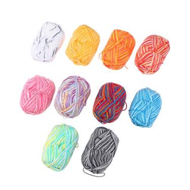 Imagem de NUOBESTY 10 Pcs Fio Multicolorido Fios De Crochê Tingidos Lenço De Malha Fios De Tecelagem Cachecol Gru Fio De Crochê Agulha De Crochê Fio De Tricô Manual Leite De Algodão Chapéu Bebê