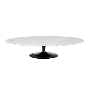 Imagem de Mesa De Centro Saarinen 46cm Oval Carrara 135x90cm - Base Preta