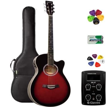 Imagem de Violão Giannini Mini-Jumbo Gsf1D Brown Red Burst + Kit9L