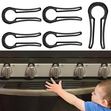 Imagem de Trava de botão de fogão para segurança infantil (pacote com 5), capas de segurança para maçanetas de forno para crianças e animais de estimação (preto)