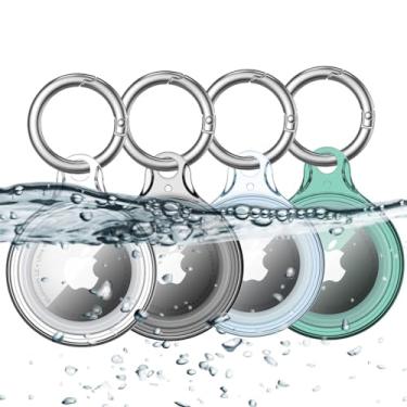 Imagem de Suporte de AirTag COOLQO IPX8, Policarbonato Duro, Impermeável, Compatível com Apple AirTags, Capa, Chaveiro, Corrente, Acessórios para Localização de Itens, 4 Unidades 01