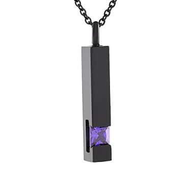 Imagem de Colar de urna memorial de barra de cristal, suporte de cinzas, joia de cremação, pingente de aço inoxidável, joia funerária, Metal