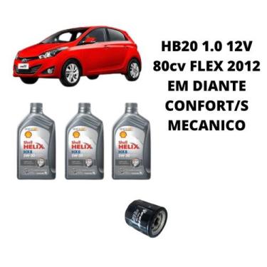Imagem de KIT TROCA DE OLEO HB20 1.0 12V 80cv 2012 DIANTE SHELL
