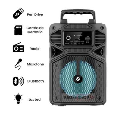 Imagem de KTS-1513 Caixa Som Bluetooth Microfone Karaoke Portátil  Alta Potência