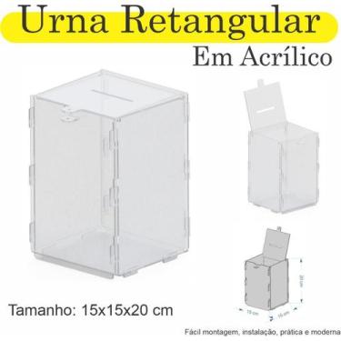 Imagem de Urna Acrilico Sorteio Caixa Sugestão Retangular 20 X 15 Cm - Indústria