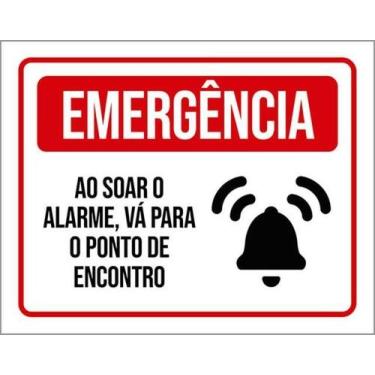 Imagem de Kit 10 Placas Emergência Alarme Ponto Encontro 36X46 - Sinalizo