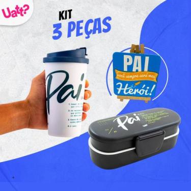 Imagem de Kit Garrafa 900ml + Copo Viagem Style 500ml + Marmita Fit Duo Especial