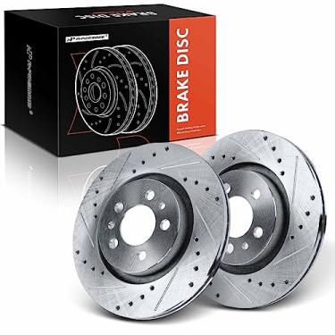 Imagem de A-Premium Rotores de freio a disco dianteiro perfurado e ranhurado de 11,02 polegadas (279,7 mm) compatíveis com modelos selecionados Volkswagen - Jetta 1999-2009, Golf 1999-2006, Golf City 2007-2010,