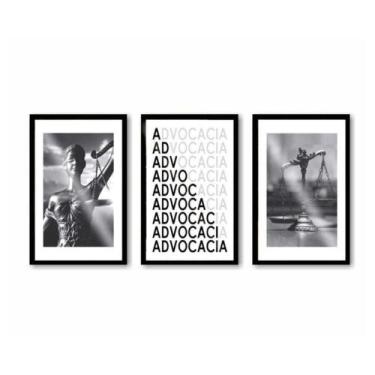 Imagem de Quadro Decorativo Advocacia Balança Deusa da Justiça Kit 3 peças Grand