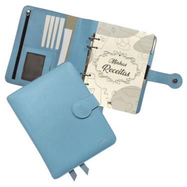 Imagem de Agenda Minhas Receitas Couro 168-R Personalizada Raffai Couros, Azul T