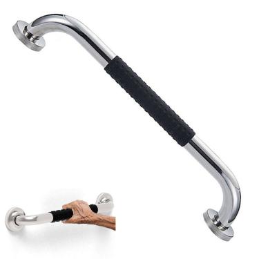 Imagem de Barra de Apoio Inox 60cm Suporte Antiderrapante Casa Banheiro Box Idoso Gestante Criança Cadeirante Acessibilidade Corrimao Escada Segurança