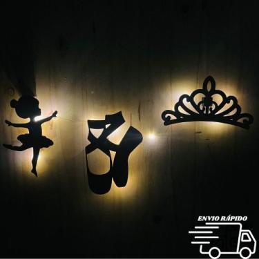 Imagem de Luminária Bailarina led decorativa kit com 3 peças abajou para quarto 