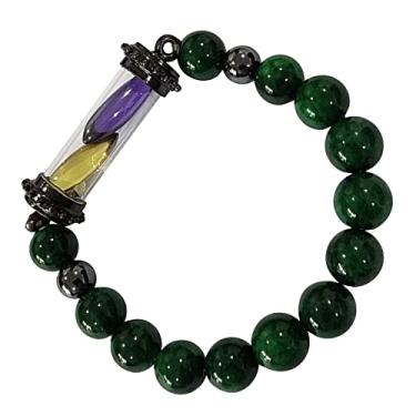 Imagem de Heavens Tvcz Pulseira de pedra verde natural buda tailandês amuleto círculo redondo energia para mulheres pingentes com pingente olho de Naga roxo/amarelo riqueza da sorte, Elastic Ropes Inner Length