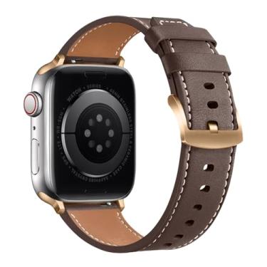 Imagem de FAGWIG Pulseira de couro de bezerro compatível com Apple Watch séries 10, 9, 8, 7, 6, 5, 4, 3, 2 e 1, Ultra SE para Apple Watch de 49 mm, 46 mm, 45 mm, 44 mm, 42 mm, 41 mm, 40 mm, 38 mm