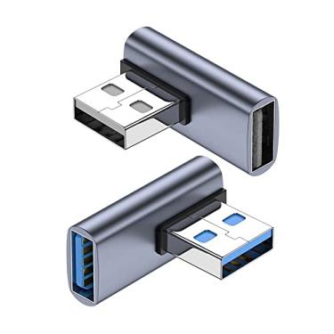 Imagem de Chenyang 2 peças USB 3.0 macho para fêmea adaptador de extensão 10Gbps esquerda direita ângulo 90 graus baixo perfil