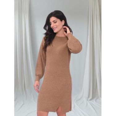Imagem de Trico Vestido Curto Oversized Manga Longa Casual Feminino - Andresa Li
