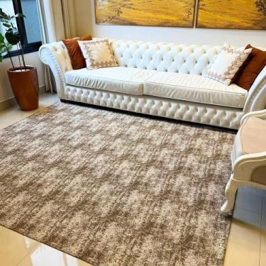 Imagem de Tapete Marrom Quadrado Para Sala 2,00x2,00 Com Antiderrapante - CasaDe