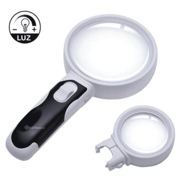 Imagem de Lupa de Mão Profissional Lente Intercambiável 5x 16x 2 Leds 77390B - J