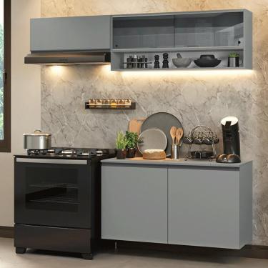 Imagem de Armário de Cozinha Compacta Suspenso 200cm Cinza Nice Madesa 08