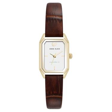 Imagem de Anne Klein Relógio feminino com pulseira de couro sustentável, AK/5148, Marrom