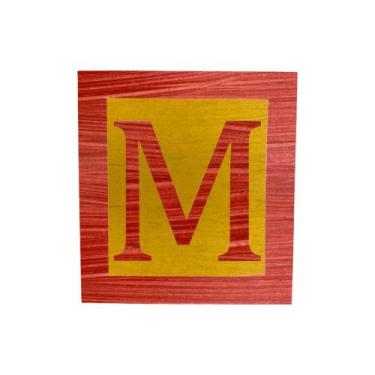 Imagem de Cubo Amarelo Letra Vermelho com Aplique Festa Chá de Bebê Decoração 8x