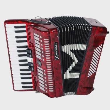 Imagem de Acordeon 60 Baixos Michael ACM6005N prd Vermelho Perolado