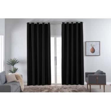 Imagem de Cortina Blackout Térmica Vários Tamanhos com Ilhós Cromado | Anti Luz e Frio | Tecido Grosso para Quarto e Sala | Instalação Simples | Elegante e Funcional (Preto, 6,00m x 2,80m)