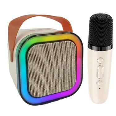 Imagem de Caixa de Som Bluetooth Microfone Karaoke RGB Iluminaçao LED Alto Falan