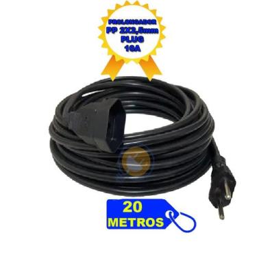 Imagem de PROLONGADOR Extensão Elétrica 20 Metros Com Cabo PP 2x2,5mm Plug 10 A 