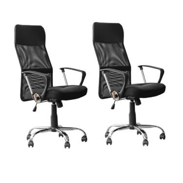 Imagem de Kit 2 Cadeiras de Escritório Giratória Ergonômica com Encosto em Tela Mesh e Base Cromada - Escritex