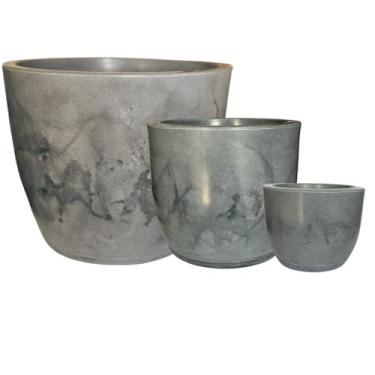 Imagem de Kit 3 Vaso Redondo Grande Polietileno Liso P/plantas Jardim Varanda (Grafite)