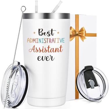 Imagem de Qtencas Presentes de Dia Profissional Administrativo para Assistente Administrativo, Best Administrative Assistant Ever Copo de Viagem Isolado de Aço Inoxidável, Presentes de Assistente Administrativo