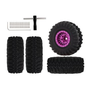 Imagem de NMNRC 1.0 Inch Purple Wheel and Tire Aluminum Rim for 1/18 FMS FCX18 TRX4M Redcat Ascent-18 1/24 SCX24 AX24 FCX24 Series Upgrades RC Part
