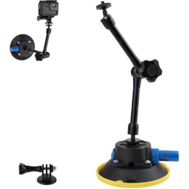 Imagem de Mippko Suporte De Ventosa Para Câmera Para Carro E Barco, Bomba De Ar De 4,5" Sucção A Vácuo Braço De Liga De Alumínio De 10", Compatível Com Dispositivos Gopro Hero/Insta 360 / Dji Osmo/Akaso/Dslr/