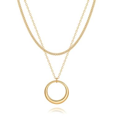 Imagem de CANEVINKA Colar feminino com pingente de moeda de ouro 18K com bússola delicada e girassol, corrente personalizada, joia em camadas, 38CM, Banhado a ouro, Sem Pedra Preciosa