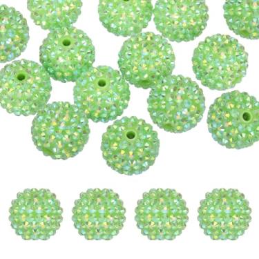 Imagem de PATIKIL Contas de strass de resina de 20 mm para caneta com contas, pacote com 10 bolas de discoteca brilhantes em pedaços redondos de chiclete para chaveiro com contas, joias para fazer artesanato