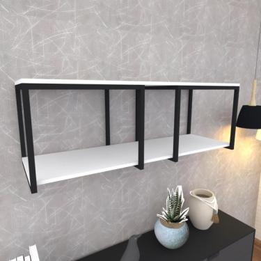 Imagem de Prateleira Industrial Suspensa Estante Parede Nicho Branco Cozinha Escritorio Sala Quarto Infantil